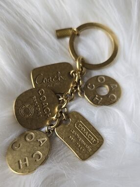 Coach  Brass Logo Tag Cluster Keychain